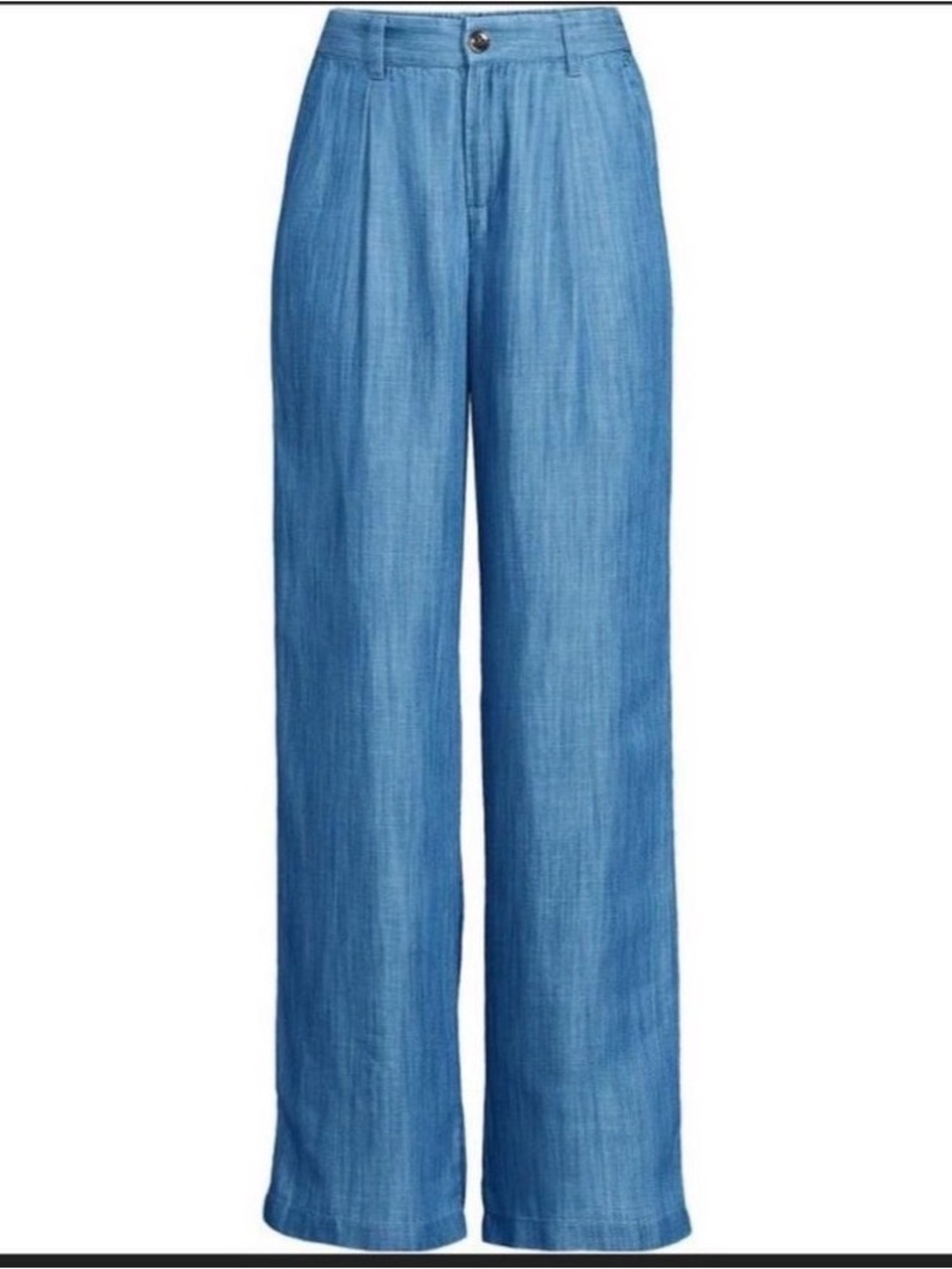 Lands End Womens Wide Leg Lightweight Pants Size 8 Hi Rise Pleated Front Pockets